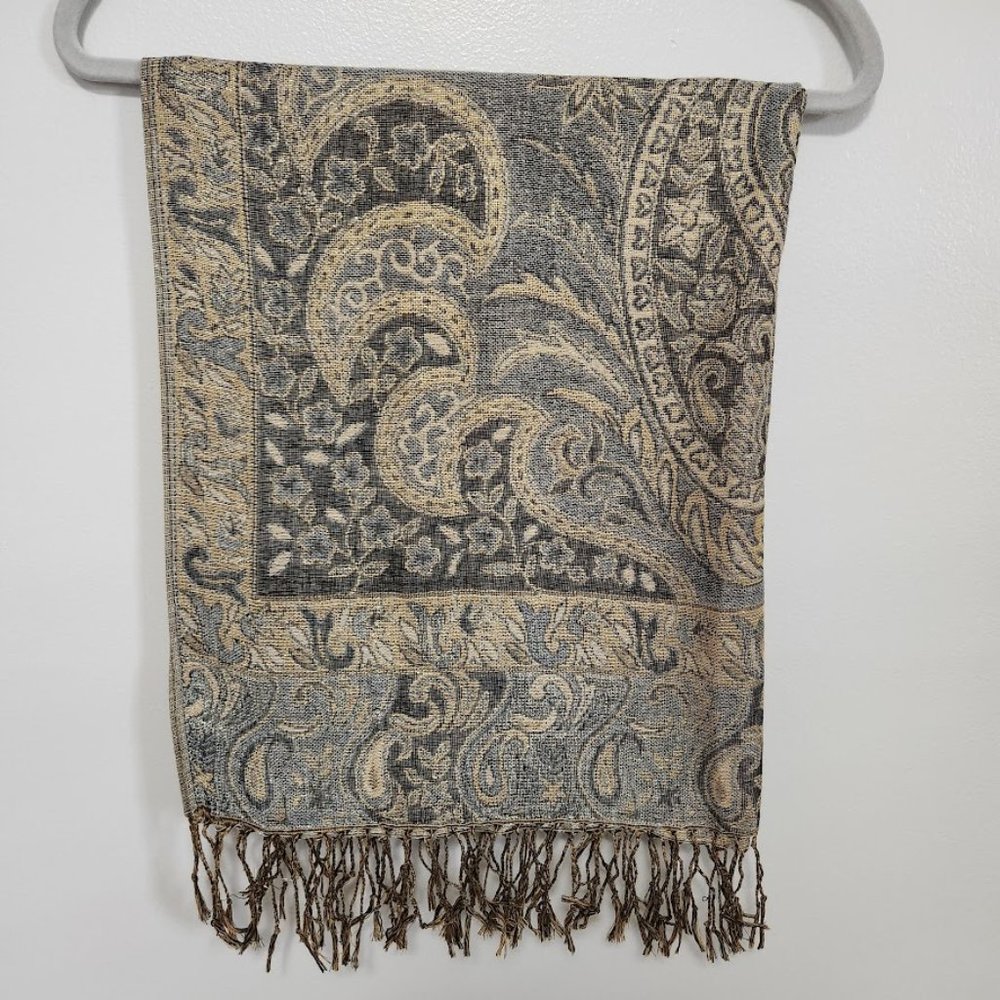 Beautiful Sparkly Gold and Gray Pashmina Scarf